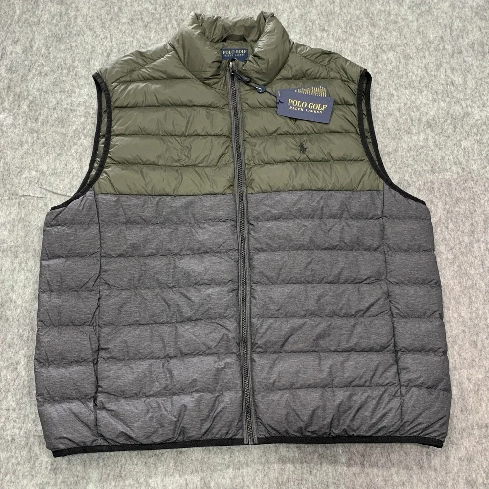 NWT Polo Golf Ralph Lauren Packable Duck Down Vest Jacket Full Zip Mens Size XXL